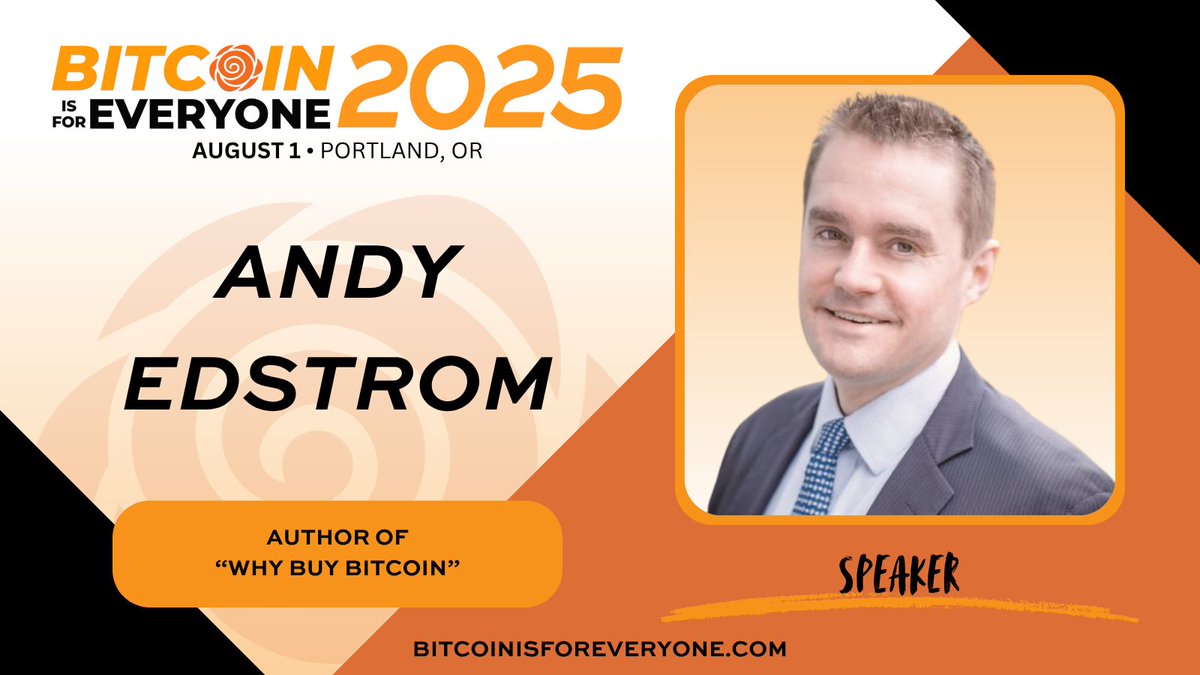 BITCOIN is for EVERYONE (Aug 1, 2025) (@bitcoinisforall) on Twitter photo 🔥 SPEAKER ANNOUNCEMENT 🔥
BITCOIN is for EVERYONE is proud 🧡 to welcome <a href="/edstromandrew/">Andy Edstrom</a> as a CONFERENCE SPEAKER at #B4E2025! 🎤
Join us August 1st in Portland! 🌲🏔️🌹
#BitcoinIsForEveryone #BTC #PDX #B4E
Tickets 🎟️ are in the link below! 🥳 🔥 SPEAKER ANNOUNCEMENT 🔥
BITCOIN is for EVERYONE is proud 🧡 to welcome <a href="/edstromandrew/">Andy Edstrom</a> as a CONFERENCE SPEAKER at #B4E2025! 🎤
Join us August 1st in Portland! 🌲🏔️🌹
#BitcoinIsForEveryone #BTC #PDX #B4E
Tickets 🎟️ are in the link below! 🥳