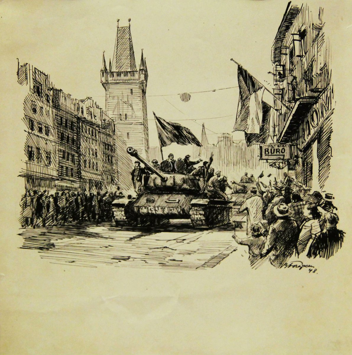 AgitPropArchive's tweet image. "Praga liberada" - Vladimir Valerianovich Bogatkin, 1948.