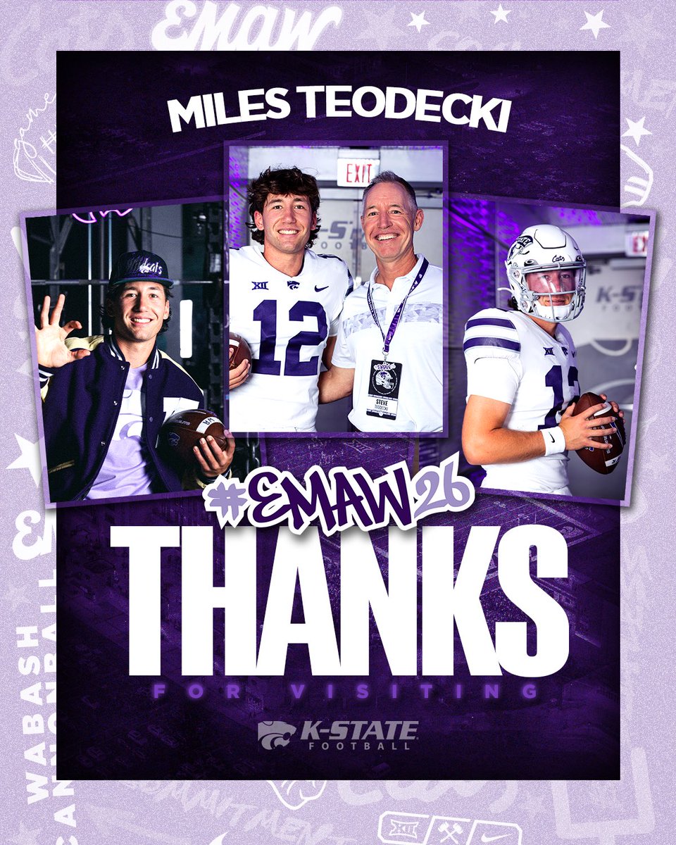 Miles Teodecki (@milesteo12) on Twitter photo Had a great time this weekend <a href="/KStateFB/">K-State Football</a>! Thanks to <a href="/CoachKli/">Chris Klieman</a> <a href="/_CoachMattWells/">Matt Wells</a> and <a href="/seanmaguire_10/">Sean Maguire</a> for all of the time and attention, and everyone else who made it special!
<a href="/RecruitVandyFB/">Vandegrift HS Football Recruiting 🐍</a> <a href="/MikeRoach247/">Mike Roach</a> <a href="/GPowersScout/">Greg Powers 🏟️</a> Had a great time this weekend <a href="/KStateFB/">K-State Football</a>! Thanks to <a href="/CoachKli/">Chris Klieman</a> <a href="/_CoachMattWells/">Matt Wells</a> and <a href="/seanmaguire_10/">Sean Maguire</a> for all of the time and attention, and everyone else who made it special!
<a href="/RecruitVandyFB/">Vandegrift HS Football Recruiting 🐍</a> <a href="/MikeRoach247/">Mike Roach</a> <a href="/GPowersScout/">Greg Powers 🏟️</a>