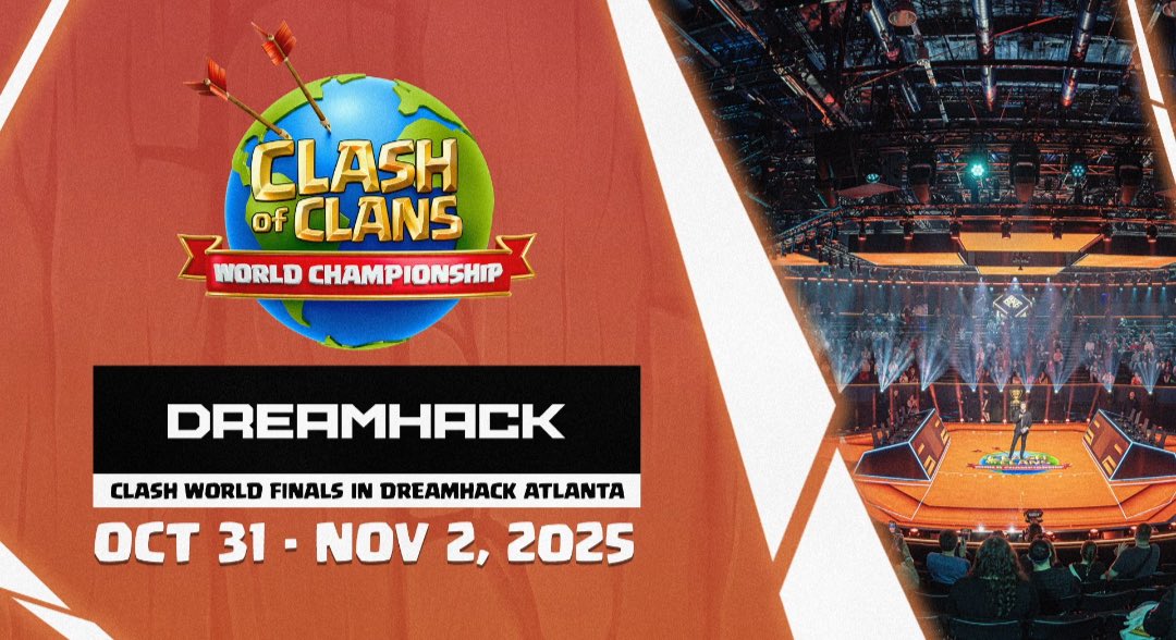 ✈️ Será en Atlanta (Estados Unidos), el Mundial de Clash of Clans 2025, de Octubre 31 a Noviembre 2, estoy más que emocionado.

Fuegooo🤟🏼🔥