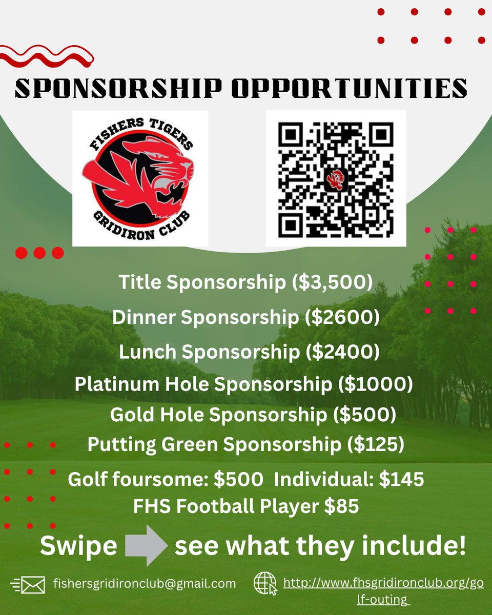 FHS Gridiron Club (@fishersgridiron) on Twitter photo Its time for the <a href="/FballTiger/">Fishers Tigers Football</a> <a href="/PenskeHondaIndy/">Penske Honda</a> Annual Golf Outing! Mark your calendars for July 24th and join us at the beautiful <a href="/ironwoodgolfMC/">Ironwood Golf MC</a> course for a day filled with fun competition. Head to the link in our bio to register!
This event is made possible each year Its time for the <a href="/FballTiger/">Fishers Tigers Football</a> <a href="/PenskeHondaIndy/">Penske Honda</a> Annual Golf Outing! Mark your calendars for July 24th and join us at the beautiful <a href="/ironwoodgolfMC/">Ironwood Golf MC</a> course for a day filled with fun competition. Head to the link in our bio to register!
This event is made possible each year