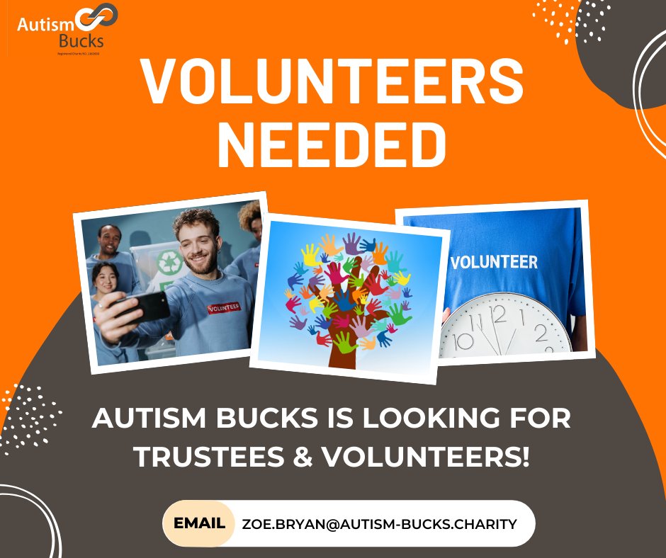 We're looking for Trustees &amp; Volunteers! Help organize meetings, plan activities, engage with members, answer questions, coordinate Zoom calls, or provide companionship. Join our inclusive community! 

#AutismBuck #AutismJourney #AutismChallenges #VolunteersWanted #TrusteesNeeded