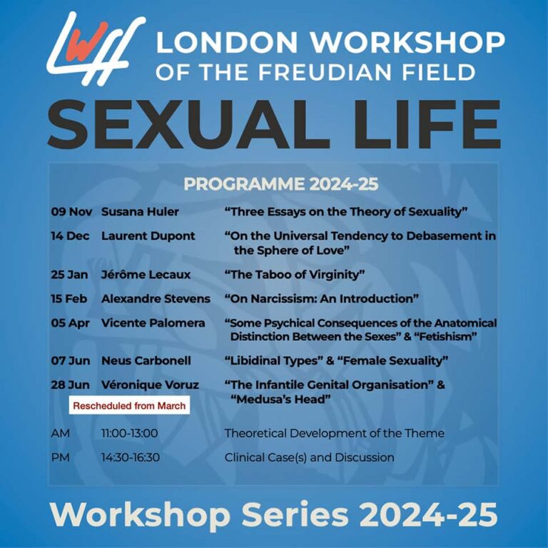 𝐋𝐨𝐧𝐝𝐨𝐧 𝐖𝐨𝐫𝐤𝐬𝐡𝐨𝐩 𝐨𝐟 𝐭𝐡𝐞 𝐅𝐫𝐞𝐮𝐝𝐢𝐚𝐧 𝐅𝐢𝐞𝐥𝐝 
<a href="/FreudianFieldUK/">London Workshop of the Freudian Field</a> 
We are back! This Saturday, with 𝑵𝒆𝒖𝒔 𝑪𝒂𝒓𝒃𝒐𝒏𝒆𝒍𝒍, working on Freud’s 𝑳𝒊𝒃𝒊𝒅𝒊𝒏𝒂𝒍 𝑻𝒚𝒑𝒆𝒔 &amp; 𝑭𝒆𝒎𝒂𝒍𝒆 𝑺𝒆𝒙𝒖𝒂𝒍𝒊𝒕𝒚
In person &amp; on Zoom 
🩵londonworkshop-freudianfield.com