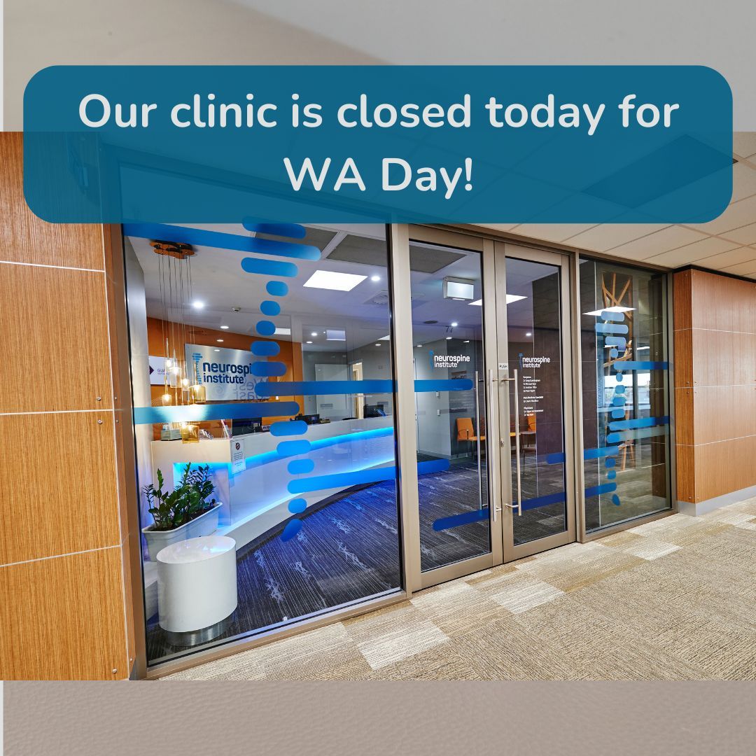 NeurospineF's tweet photo. Our clinics will be closed today for the WA Day Holiday. 🇦🇺
(In case of a clinical emergency, please visit your nearest Emergency Department or ring 000. If you'd like to leave us a message via email during this time, please email info@nsiwa.com.au.) https://t.co/HwEgGFFLhF