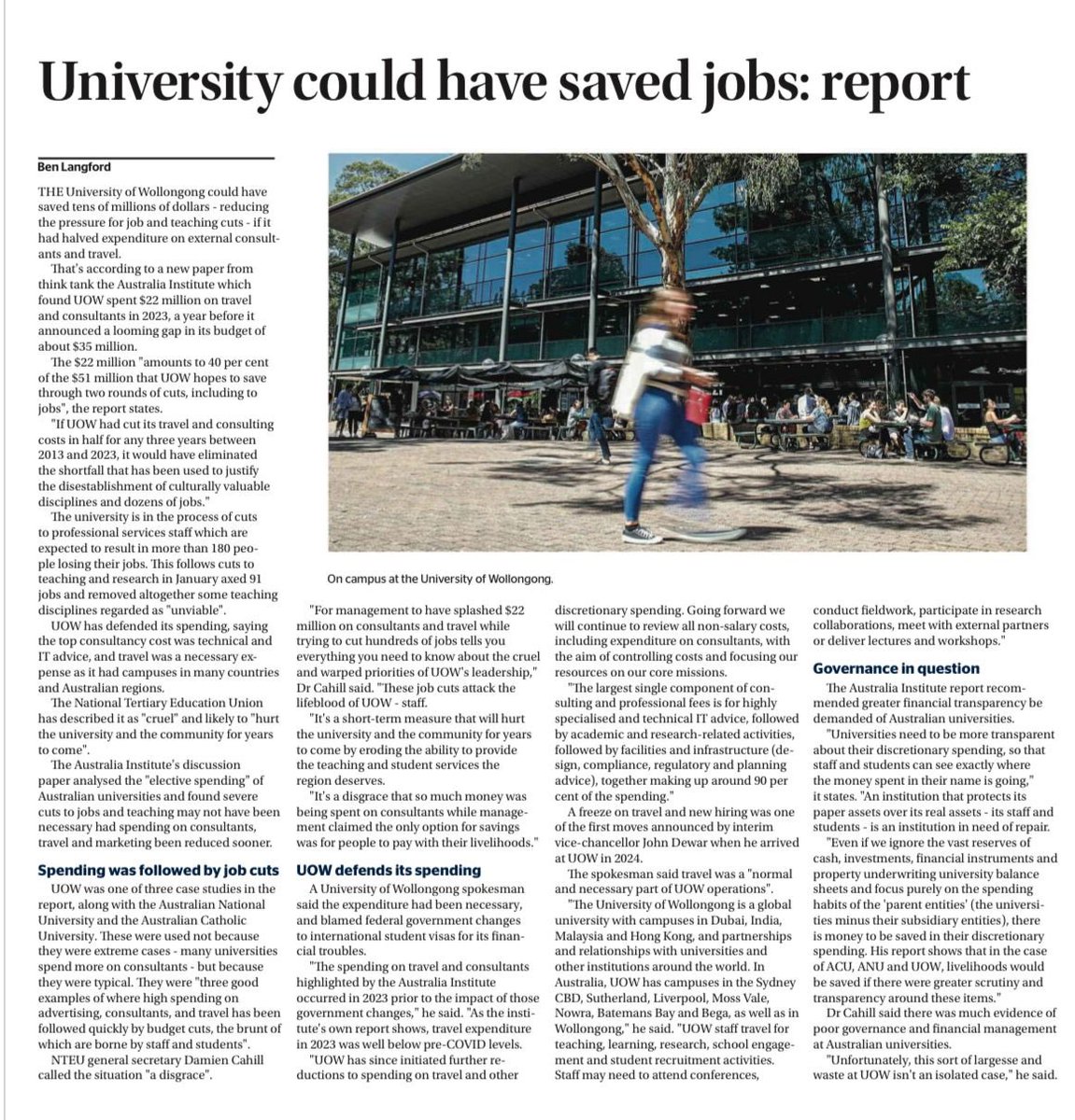 NTEU (@nteunion) on Twitter photo “It’s a disgrace that so much money was being spent on consultants while management claimed the only option for savings was for people to pay with their livelihoods.” <a href="/DamienCahill8/">Damien Cahill</a> NTEU General Secretary
<a href="/NTEUNSW/">NTEU New South Wales</a> “It’s a disgrace that so much money was being spent on consultants while management claimed the only option for savings was for people to pay with their livelihoods.” <a href="/DamienCahill8/">Damien Cahill</a> NTEU General Secretary
<a href="/NTEUNSW/">NTEU New South Wales</a>