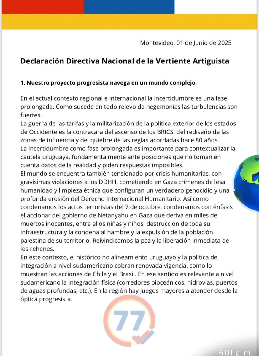 🔴🔵⚪️Gracias <a href="/LaVertienteFA/">La Vertiente</a> por condenar el genocidio contra el pueblo palestino.
Es urgente que se unan los sectores que defienden principios y valores de izquierda  en una señal de esperanza a los frenteamplistas. <a href="/pcu_uy/">PCU.UY</a> <a href="/PVP_Espacio567/">PVP | Espacio 567 | Frente Amplio</a> <a href="/Socialistas90/">Partido Socialista</a>