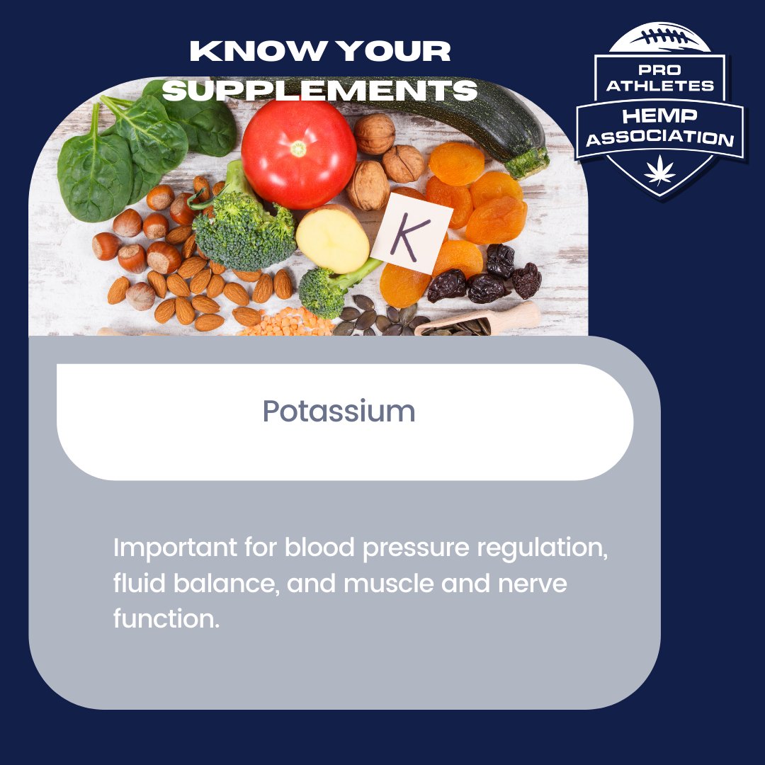 HempForPros's tweet image. &quot;Potassium is vital for heart health, muscle function, and maintaining optimal fluid balance in the body. It helps to regulate blood pressure and is essential for proper nerve function. #Potassium #HeartHealth #MuscleFunction&quot;