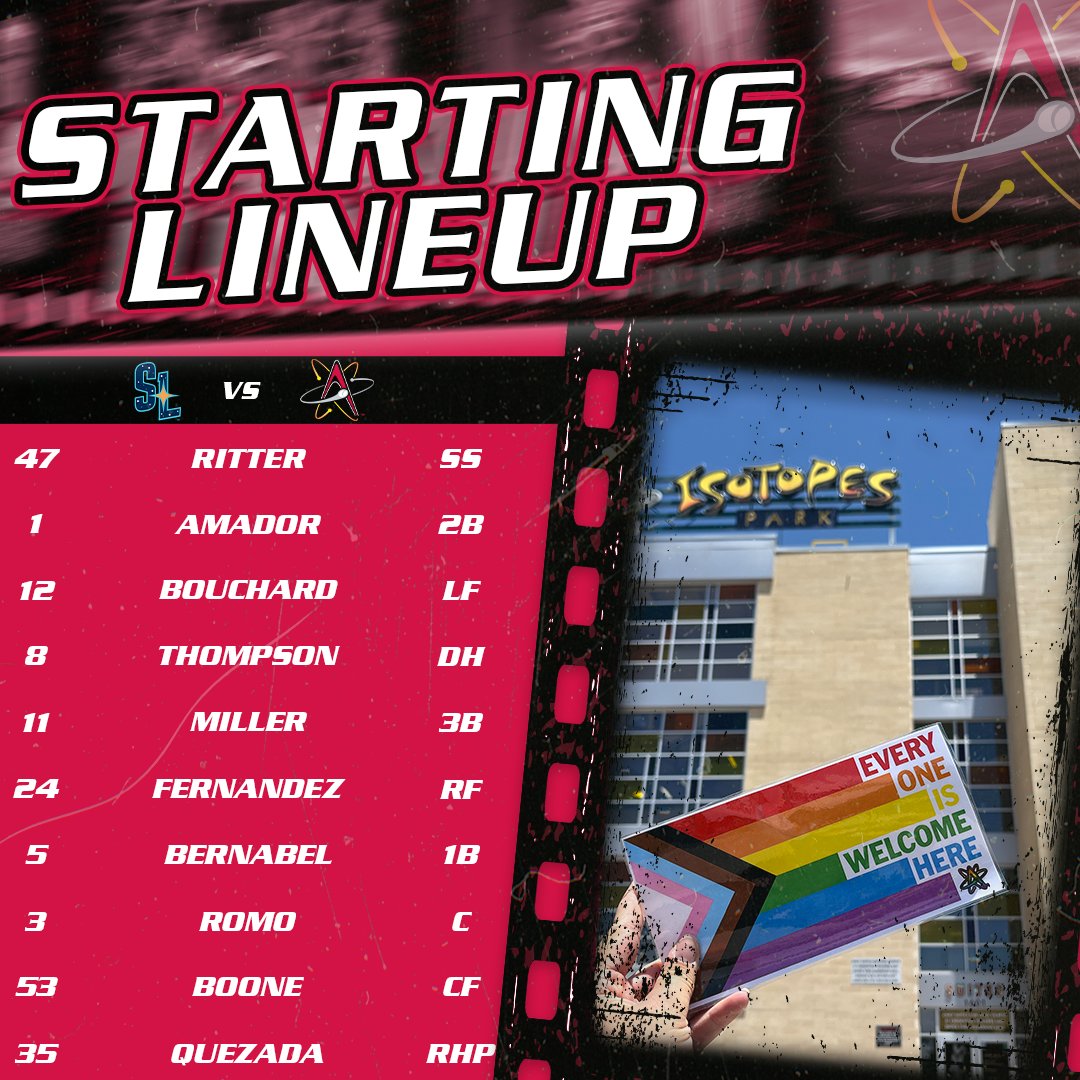 Albuquerque Isotopes (@abqtopes) on Twitter photo Happy Pride, Topes fans!
📍 Isotopes Park
🆚 <a href="/SLSpaceCowboys/">Sugar Land Space Cowboys</a>
⏲️ 6:05 pm MT
📺 Bally Live
📻 95.9 FM/610 AM Happy Pride, Topes fans!
📍 Isotopes Park
🆚 <a href="/SLSpaceCowboys/">Sugar Land Space Cowboys</a>
⏲️ 6:05 pm MT
📺 Bally Live
📻 95.9 FM/610 AM