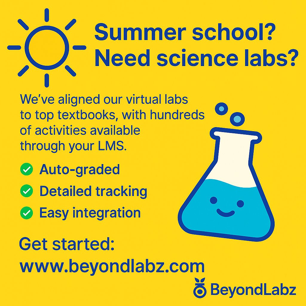 beyondlabz's tweet photo. Teach science that just works
LabCam shows every step they took—timestamped.
You’ll see exactly where they went wrong—or if they cheated.
🧪 https://t.co/ERzyquslZb
 #ScienceEducation #EdTech #STEMLearning #HigherEd #SummerSchool #LMSIntegration #AutoGrading #BeyondLabz https://t.co/A2iaJtygZX