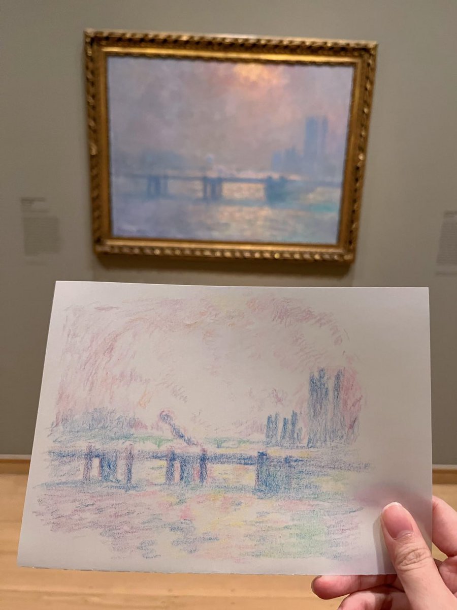 mikijek's tweet photo. From gallery walls to my sketchpad — a pastel homage to Monet’s London mist!🇬🇧✨ https://t.co/TaAw9CnJka
