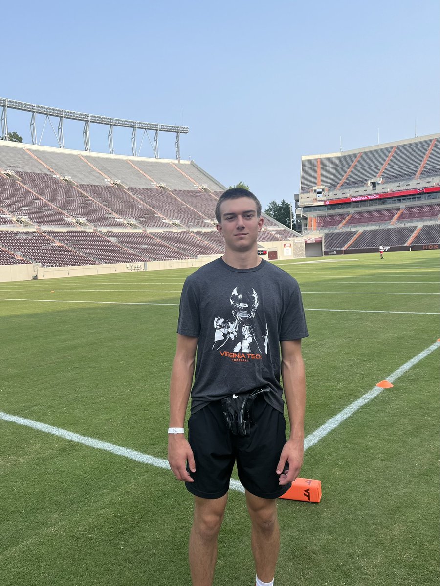 Had a GREAT time competing today at the <a href="/HokiesFB/">Virginia Tech Football</a> camp! Thanks to <a href="/CoachPryVT/">Brent Pry</a> and all of the coaches for the amazing opportunity.

<a href="/Coach_Moyseenko/">Mike Moyseenko</a> 
<a href="/CoachShawnQuinn/">Shawn Quinn</a> 
<a href="/_coach_noonan_/">Coach Noonan</a> 
<a href="/KettleRunFB/">Kettle Run Football</a>