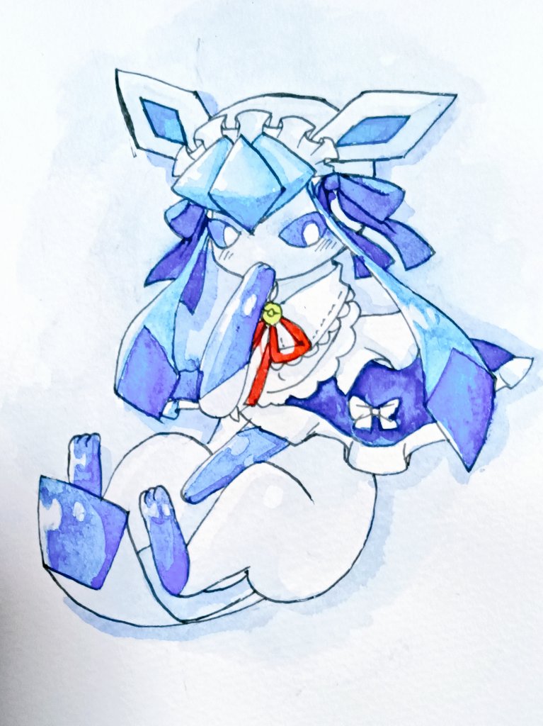 水彩お茶会スタイルグレイシア
#ポケモンイラスト 　＃グレイシア　＃お茶会スタイル　＃ポケモンユナイト
