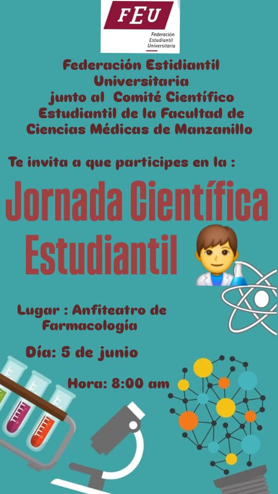 Jornada Científica Estudiantil 2025

Próximo jueves 5 de junio...

#FEUdeCuba
#unafeudelatallademachadito
#jornadacientifica.
