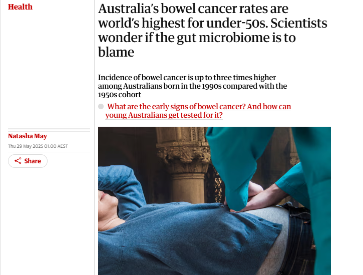 Collaborative Centre for Genomic Cancer Medicine (@gencancercentre) on Twitter photo 📈Why are rates of early-onset #BowelCancer in Australia the highest in the world?
A/Prof Dan Buchanan spoke to <a href="/GuardianAus/">Guardian Australia</a> Australia about recent research by himself and colleagues from <a href="/UniMelb/">University of Melbourne</a> which found cases are increasing by up to 8% per year.
➡️go.unimelb.edu.au/ic2p 📈Why are rates of early-onset #BowelCancer in Australia the highest in the world?
A/Prof Dan Buchanan spoke to <a href="/GuardianAus/">Guardian Australia</a> Australia about recent research by himself and colleagues from <a href="/UniMelb/">University of Melbourne</a> which found cases are increasing by up to 8% per year.
➡️go.unimelb.edu.au/ic2p