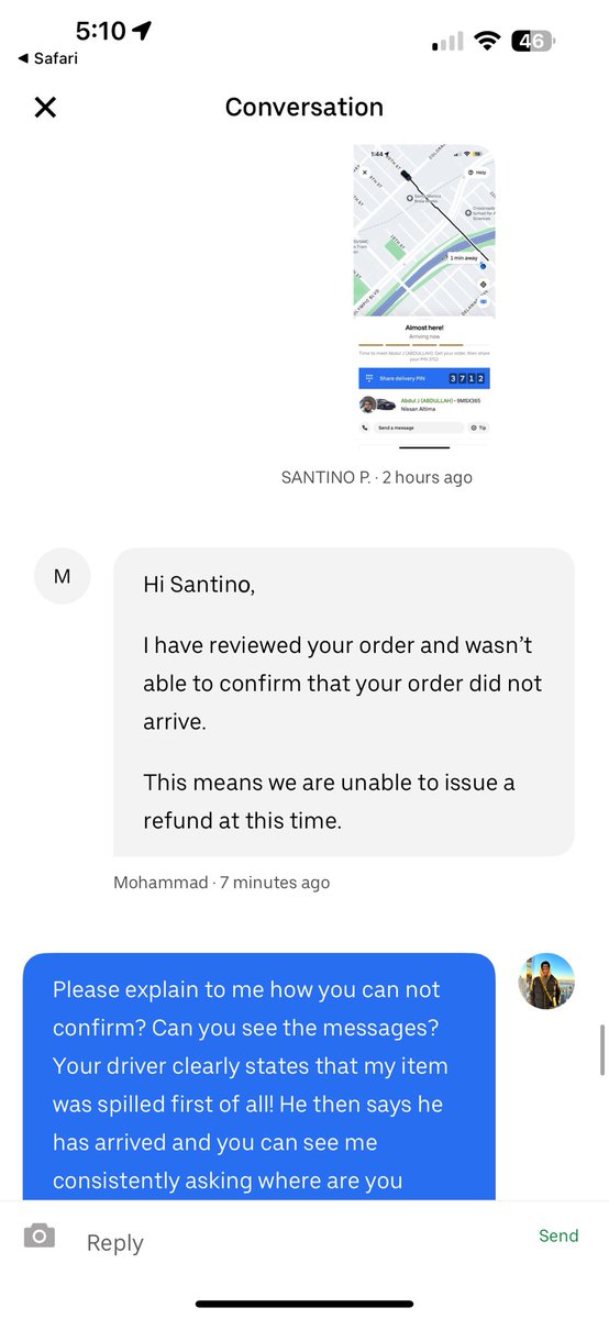 Poppys_Field's tweet photo. @Uber_Support @Uber @UberEats Imagine being a loyal customer with U er for over 10 years and paying monthly for there subscription to be treated like this! Your driver spilled my drink and never delivered my order, the screenshots clearly show this! Look how im treated! https://t.co/nlJlU0zR3q