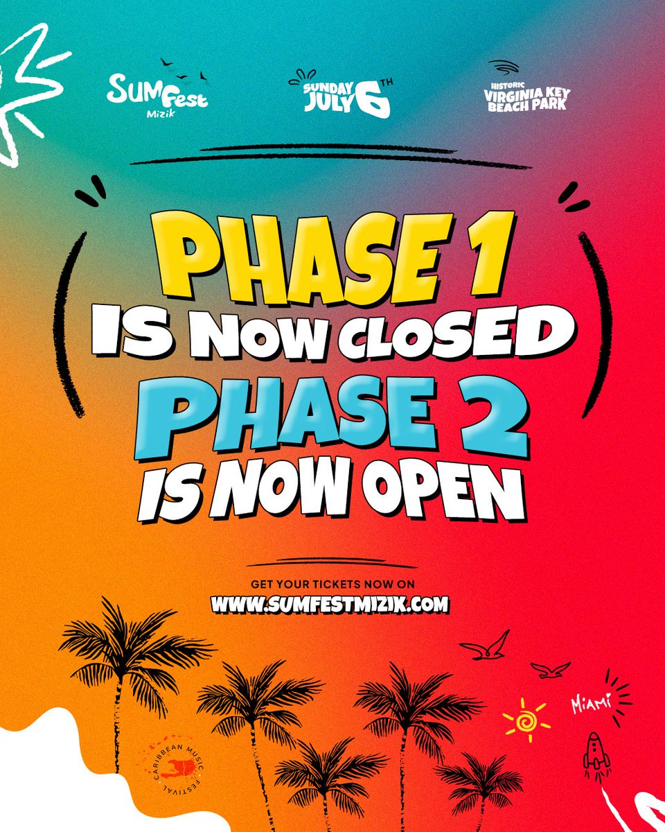 🚨 Phase 1 is officially SOLD OUT! 🚨
Phase 2 tickets are already moving FAST—don’t wait until the last minute or you’ll miss out again!👀

🎟️ Grab your tickets NOW at tickets.sumfestmizik.com/event/sumfest-…..