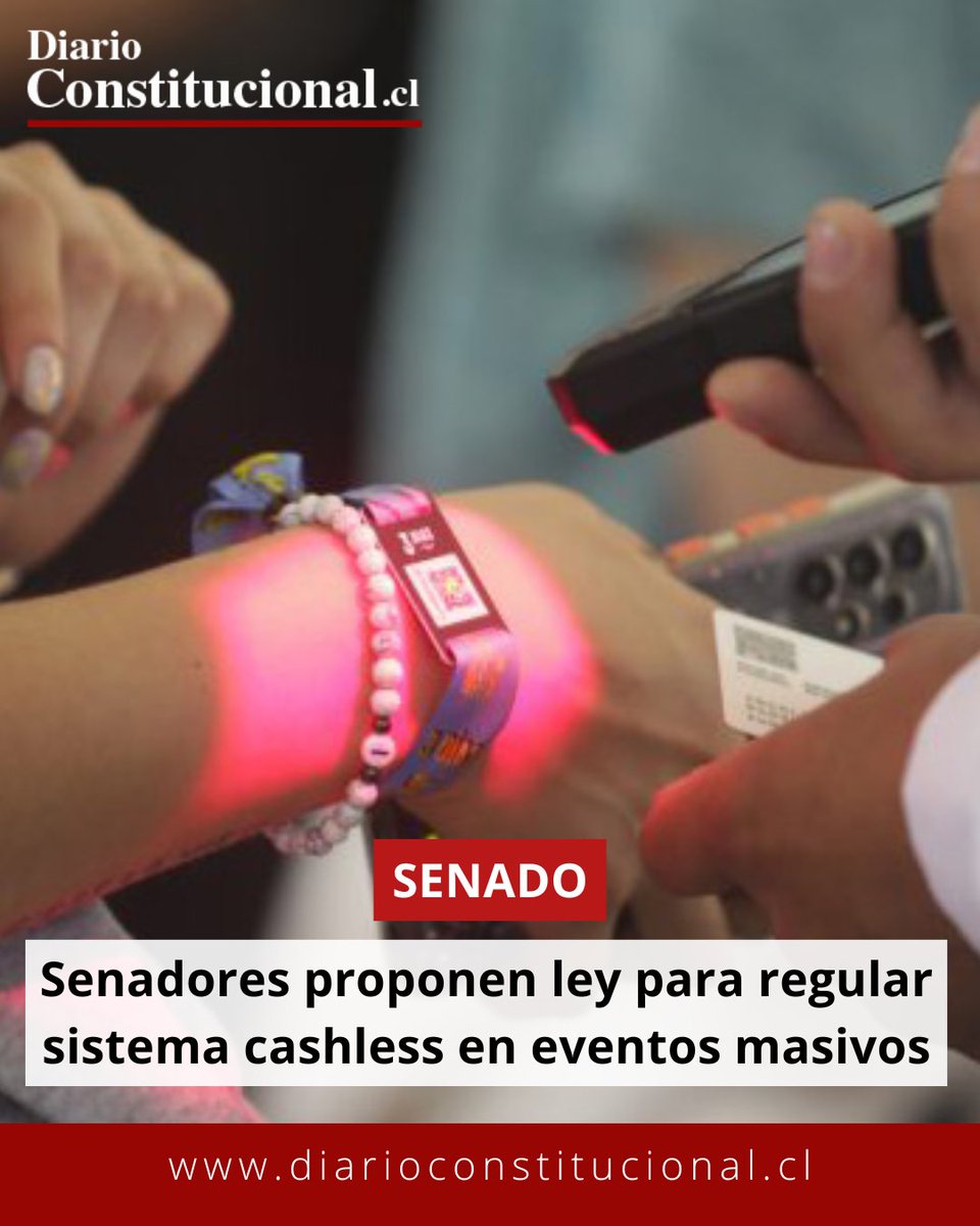 DiarioConst's tweet image. 🎟 ¿Se te quedó saldo en la pulsera del concierto?
Senadores chilenos proponen ley para regular los pagos cashless en eventos masivos, buscando transparencia y protección al consumidor.
Detalles 👉 diarioconstitucional.cl/2025/06/01/sen… 
#Cashless #Consumoresponsable #Eventosmasivos