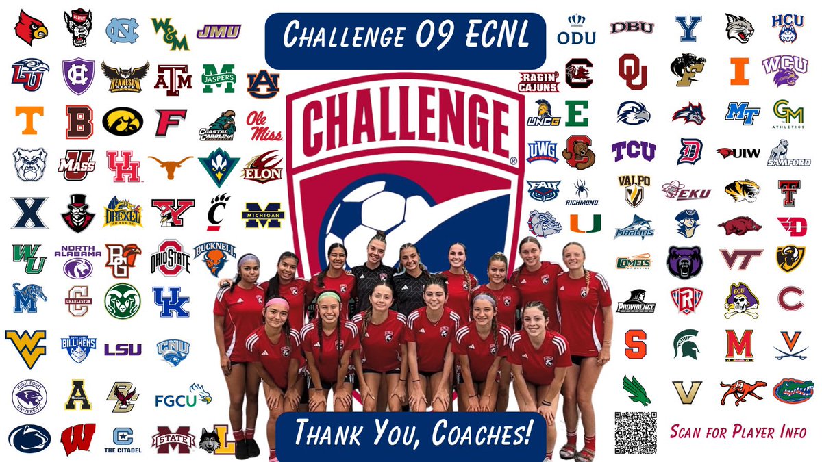 Challenge 09 ECNL (@challenge09ecnl) on Twitter photo Thankful for the 102+ colleges who spent time watching our team play AT #ECNLNC. Many of them watching 2 games! June 15th is just around the corner. Scan the QR code on the graphic for player info!
<a href="/ImYouthSoccer/">ECNL/GA/Recruiting/College Soccer</a> <a href="/ImCollegeSoccer/">College Soccer Truth ™</a> Thankful for the 102+ colleges who spent time watching our team play AT #ECNLNC. Many of them watching 2 games! June 15th is just around the corner. Scan the QR code on the graphic for player info!
<a href="/ImYouthSoccer/">ECNL/GA/Recruiting/College Soccer</a> <a href="/ImCollegeSoccer/">College Soccer Truth ™</a>