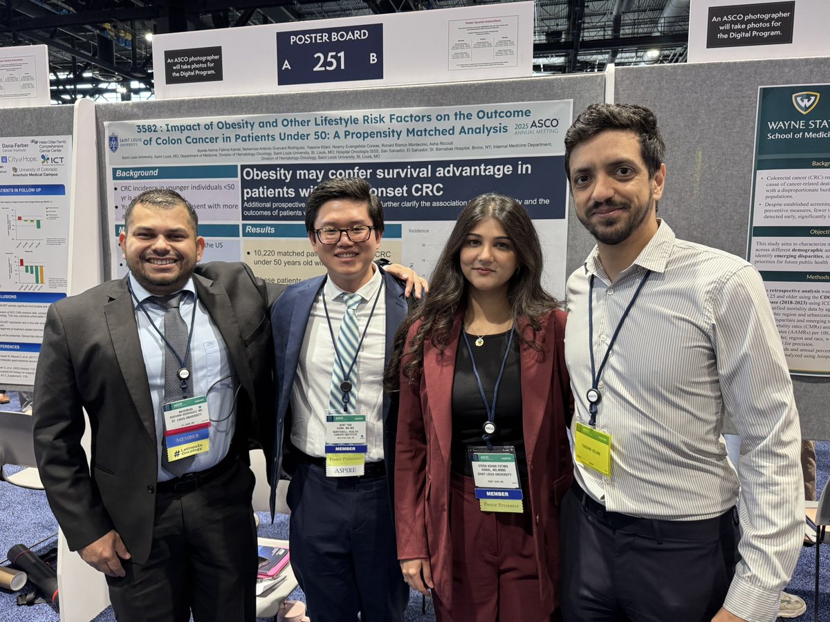 So good to reconnect with my <a href="/slusom/">SLU Medicine</a> family at #ASCO25!
Shoutout to Dr. Brian Abboud <a href="/brianabbou52113/">Brian Abboud</a> future oncology fellow,and <a href="/NehemiasGuevar5/">Nehemias Guevara-Rodriguez</a> - an inspiring colleague who’s smart, driven, and full of heart. Grateful to learn and grow together.  <a href="/im_slu/">SLU Internal Medicine Residency</a> <a href="/RaviNayakMD/">Ravi Nayak, MD,FCCP, FRCP</a> <a href="/buckhold/">Fred Buckhold</a>