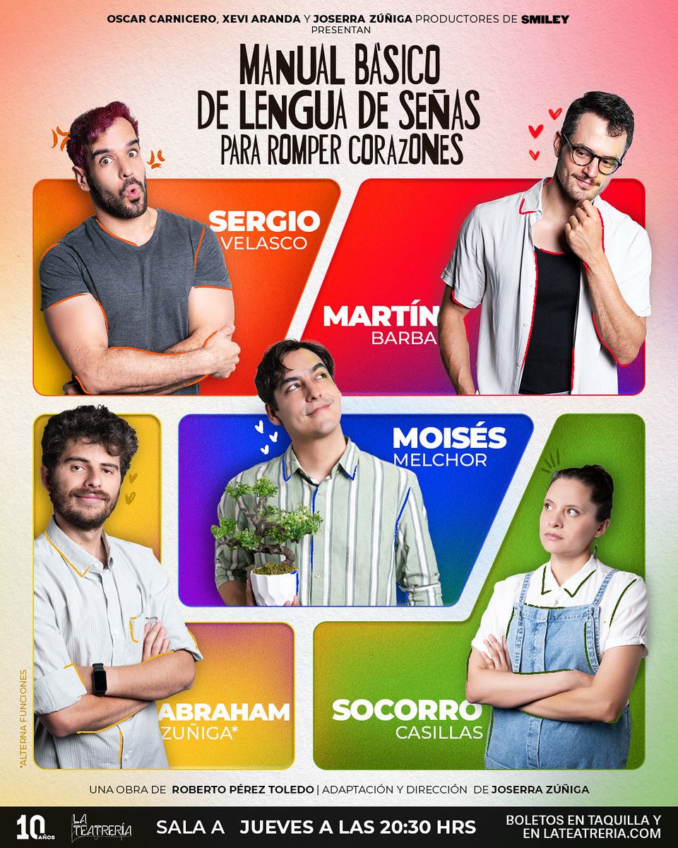 El amor no es exclusivo de las palabras, se expresa con gestos, miradas y señas 🫶🏻
En Manual Básico de Lengua de Señas para Romper Corazones, celebramos con orgullo todas las formas de amar. Porque merecen ser vistas, aceptadas y libres 🌈❤️

🎟️ taquilla y bit.ly/MANUAL_BOLETOS