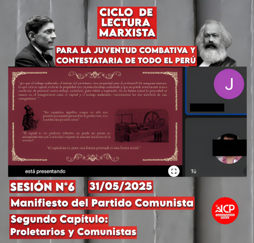 jcp_peru's tweet photo. El último sábado 31 de mayo, la Juventud Comunista Peruana llevó a cabo la Sesión N⁰6 del Ciclo de Lectura Marxista para jóvenes. #Comunismo #Socialismo #Marxismo #Perú https://t.co/i3IgDQX83X