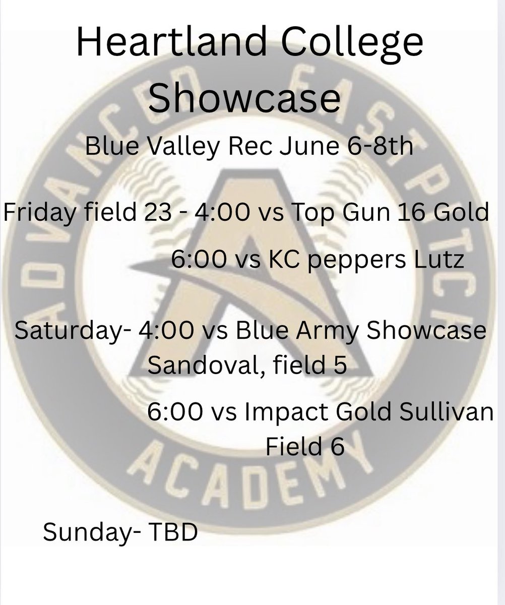 College tournament schedule for this upcoming weekend.