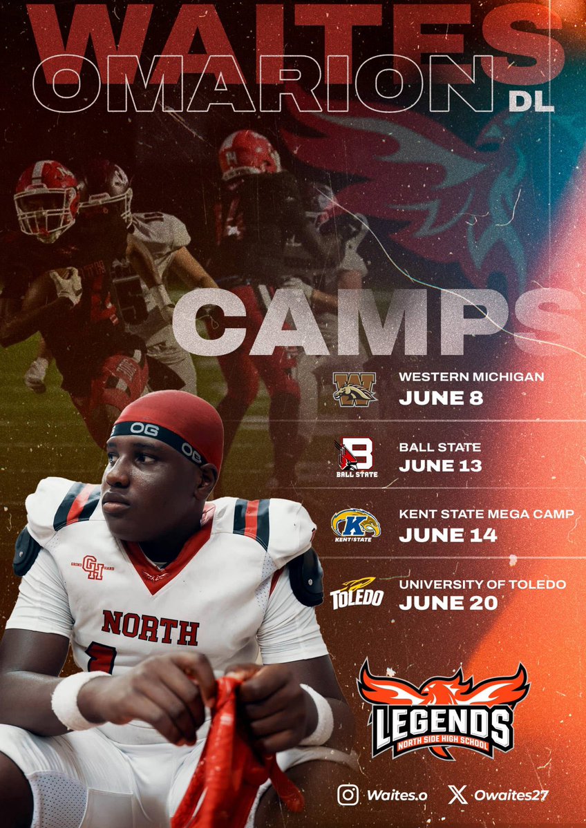 Omarion Waites (@owaites27) on Twitter photo The camps I will be attending this summer, time to compete! 🚩<a href="/CoachJohnsonJr/">CoachJohnson</a> <a href="/FW_NorthSideFB/">NORTH SIDE FOOTBALL</a> <a href="/Coach_r0zaay/">Kalen Desrosiers</a> <a href="/Bryan_Ault/">Bryan Ault - Midwest Scout</a> <a href="/PrepRedzoneIN/">Prep Redzone Indiana</a> The camps I will be attending this summer, time to compete! 🚩<a href="/CoachJohnsonJr/">CoachJohnson</a> <a href="/FW_NorthSideFB/">NORTH SIDE FOOTBALL</a> <a href="/Coach_r0zaay/">Kalen Desrosiers</a> <a href="/Bryan_Ault/">Bryan Ault - Midwest Scout</a> <a href="/PrepRedzoneIN/">Prep Redzone Indiana</a>