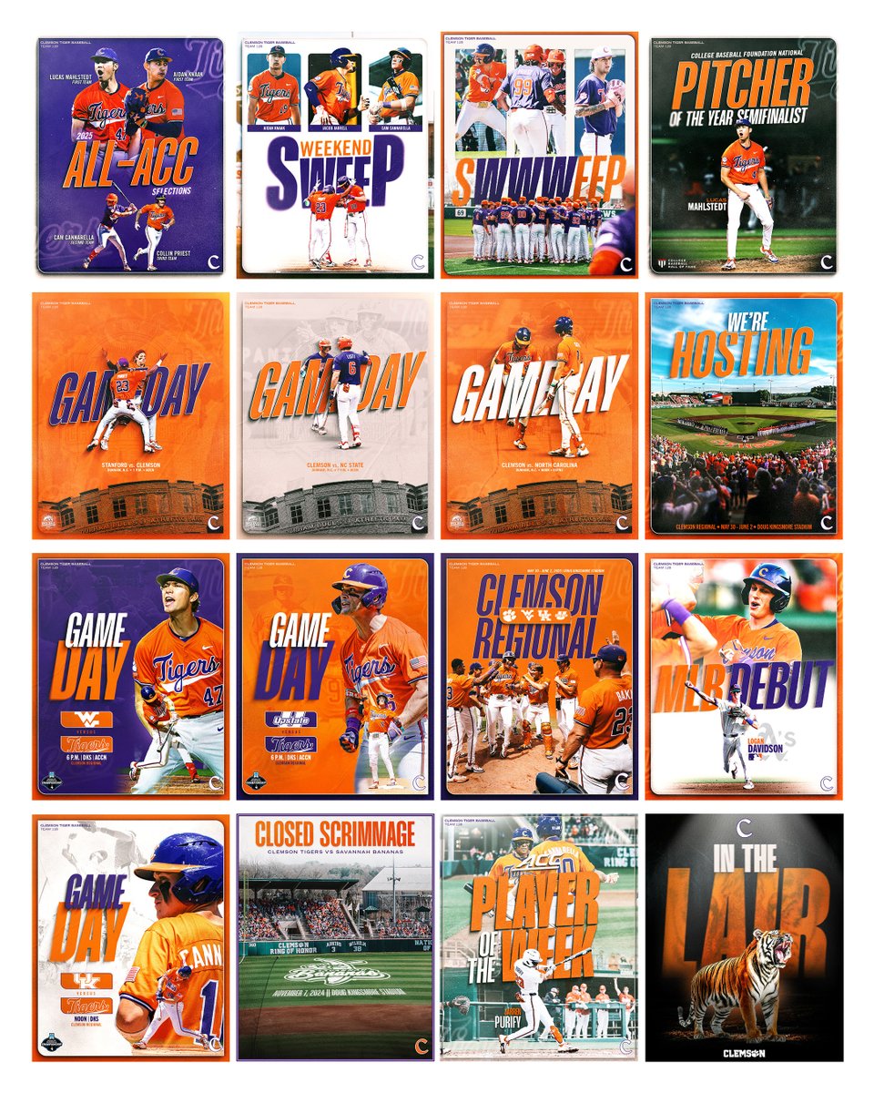 As Team 128's season comes to a close, I wanted to share some of the graphics I created for <a href="/ClemsonBaseball/">Clemson Baseball</a> this year!

A special thank you to <a href="/_BlazeWatson_/">Blaze</a> and <a href="/gbellsy53/">Geoff Bell</a> for all their support, feedback, and patience throughout the year.