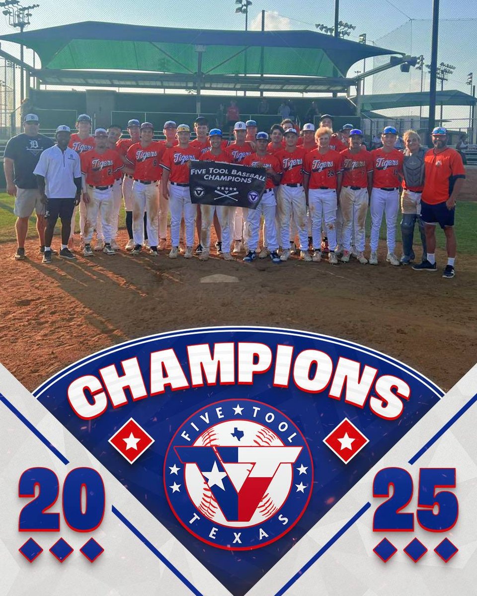 ✭Five Tool Texas✭ (@fivetooltexas) on Twitter photo 🏆CHAMPIONS!🏆
Congrats to <a href="/DTigerBaseball/">Dallas Tigers</a> Ahearne/Clay on winning the 17/18U Division Championship of the <a href="/FiveToolTexas/">✭Five Tool Texas✭</a> UT Dallas Summer Showdown!
#WatchEm 🏆CHAMPIONS!🏆
Congrats to <a href="/DTigerBaseball/">Dallas Tigers</a> Ahearne/Clay on winning the 17/18U Division Championship of the <a href="/FiveToolTexas/">✭Five Tool Texas✭</a> UT Dallas Summer Showdown!
#WatchEm