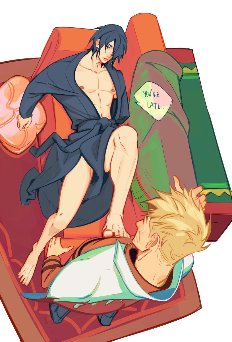 When you show up at your least favorite place on earth and he's home late from work #narusasu 🍅🍥