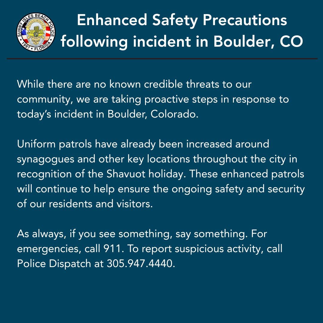 Important message from Chief Santiago and the Sunny Isles Beach Police Department.