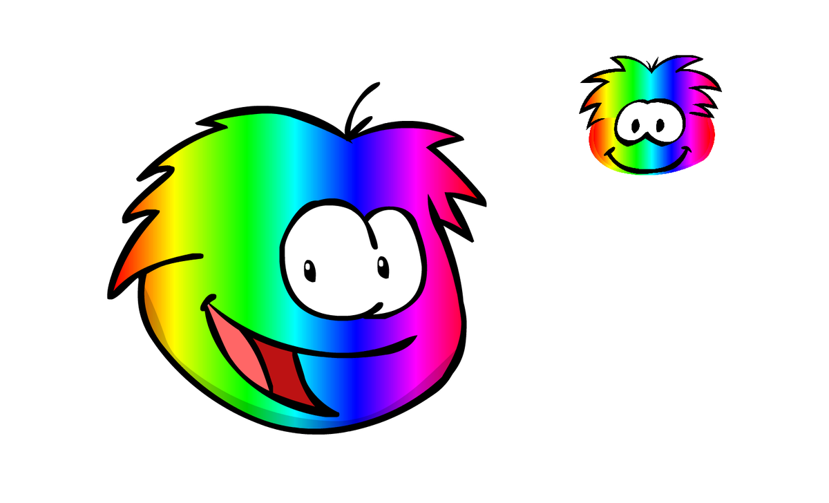 IglooLane's tweet image. &quot;Would you like to adopt this gradi- I mean, Rainbow Puffle for 800 coins?&quot;