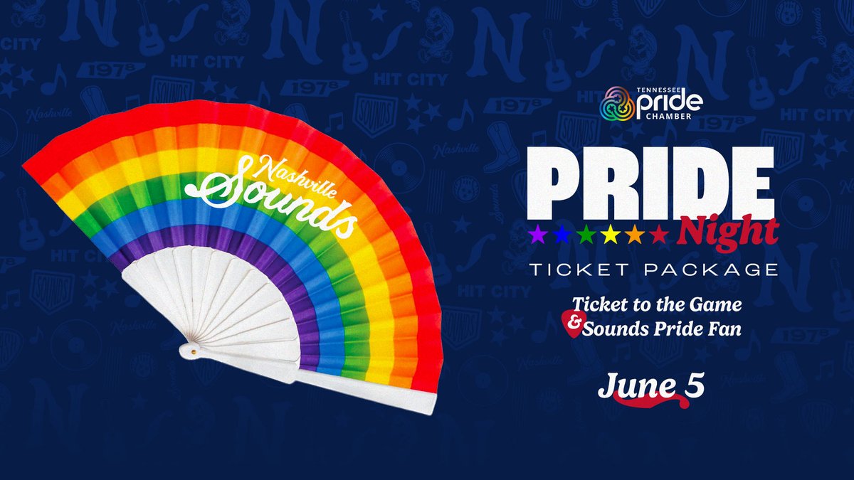 Baseball is for everyone! Join us for our Pride Night at Thursday's game and get a themed fan when you purchase our exclusive ticket bundle. $5 of each ticket purchased from this link will also be donated to the TN Pride Chamber.

Visit: bit.ly/4mGNlk8