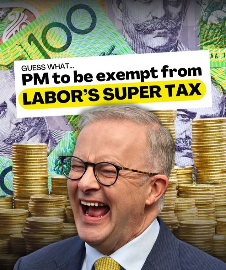 JimThom90458694's tweet image. Albo is keen to push Labor’s super tax but only if he’s exempt from coughing up - the Treasurer is making special rules to exempt the PM!

This means that under Labor, many Australians and most future generations will face the super tax which is based on paper profits rather than…