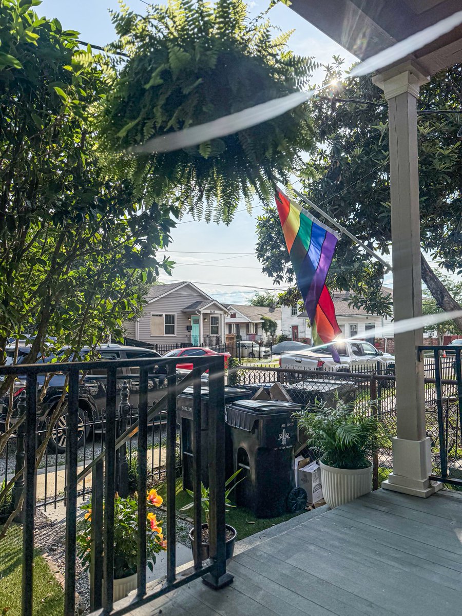 Hey pride ❤️🧡💛💚💙🩵💜! From our porch to yours ⚜️