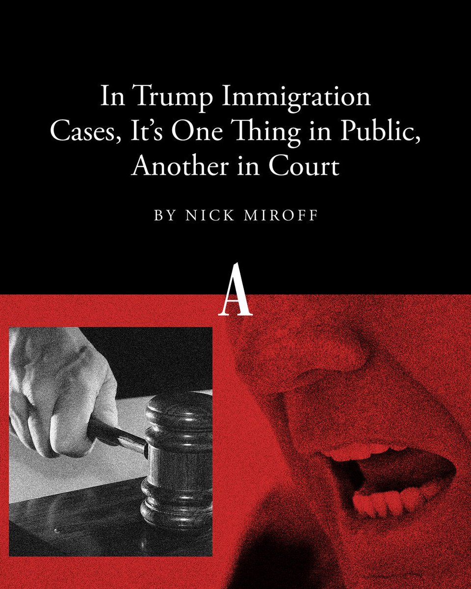 The Atlantic (@theatlantic) on Twitter photo There is a gap between “what the Trump administration says about its mass deportation campaign in court, where it is required to tell the truth, and what officials say in public as they attempt to blunt criticism,” writes <a href="/NickMiroff/">Nick Miroff</a>: theatln.tc/5HIKyVwT There is a gap between “what the Trump administration says about its mass deportation campaign in court, where it is required to tell the truth, and what officials say in public as they attempt to blunt criticism,” writes <a href="/NickMiroff/">Nick Miroff</a>: theatln.tc/5HIKyVwT
