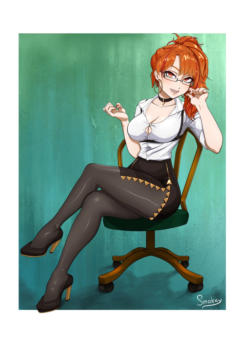 Thanks <a href="/BigZthousand/">BigZthousand 🪨</a> for commissioning this piece of <a href="/MakoFukasame/">Mako Fukasame 🦈👩‍🏫 | Vershion AU</a> ! I loved working on it so much <3 Pin-ups are my happy place 🌻🧡

#MakoFukart