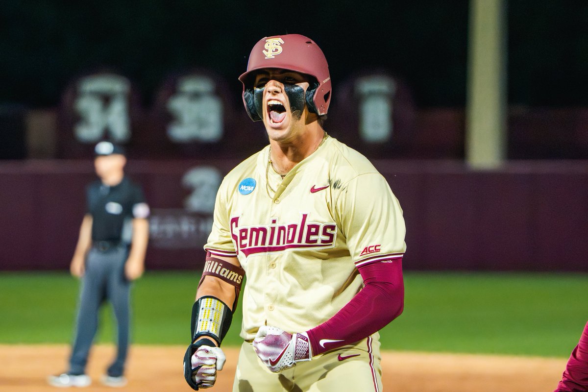 FINAL: #FSU advances to the Super Regionals for the second straight year with a 5–2 win over Mississippi State. The Noles scored five unanswered late, tying it on a Cal Fisher homer in the seventh. Wes Mendes tossed 8.0 strong innings with 9 Ks, and Joe Charles closed it out.