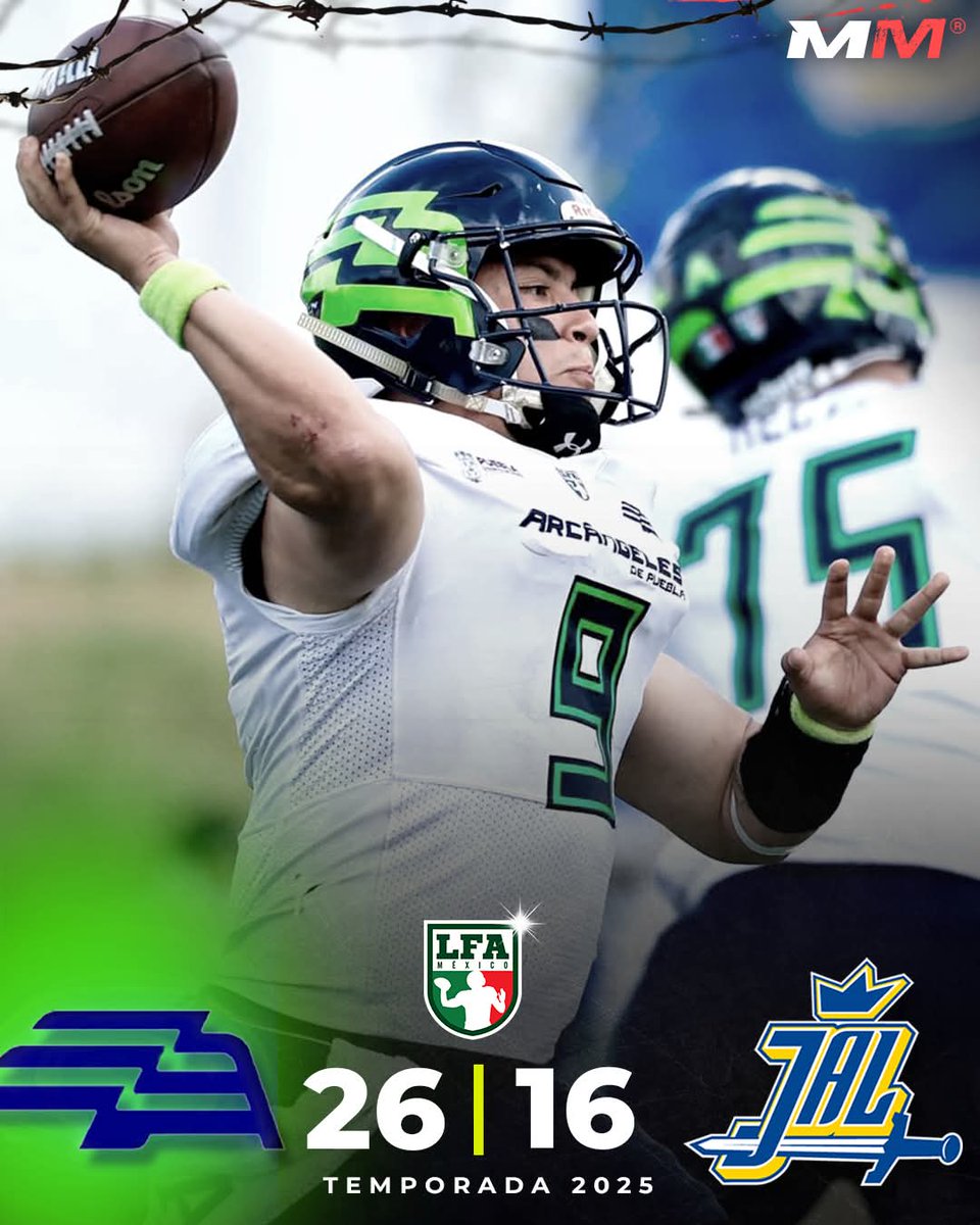 MeanMachinePod's tweet photo. 🪶 ¡VUELAN ALTO A DOMICILIO! 🪶
A pesar de ir abajo en toda la primera mitad, los Arcángeles de Puebla superan 26-16 a los Reyes de Jalisco gracias a Alex García, David Hobbs, Donald Johnson, Alan Ortiz y Cornelius Goode 🔥🏈🇲🇽
#LFA #MeanMachine https://t.co/261MAa7j6T