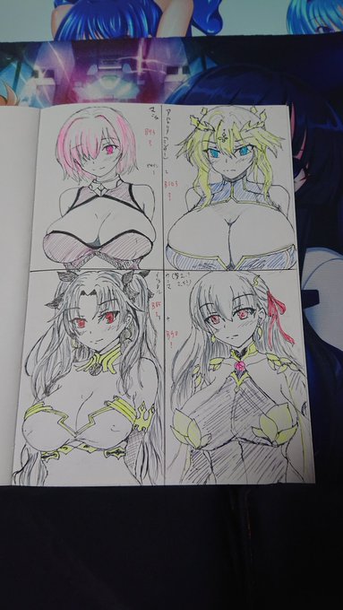 アナログはバランス調整しづらいの難しいよな 左右反転チェックとか位置の微調整とかしたい 肌色無いし金も蛍光イエローしかない まぁいい スケッチよ 