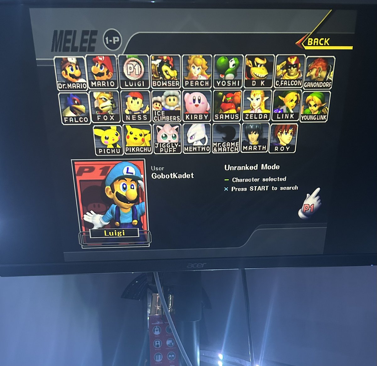 Gobot2001's tweet image. Playing melee online is so brutally fun!