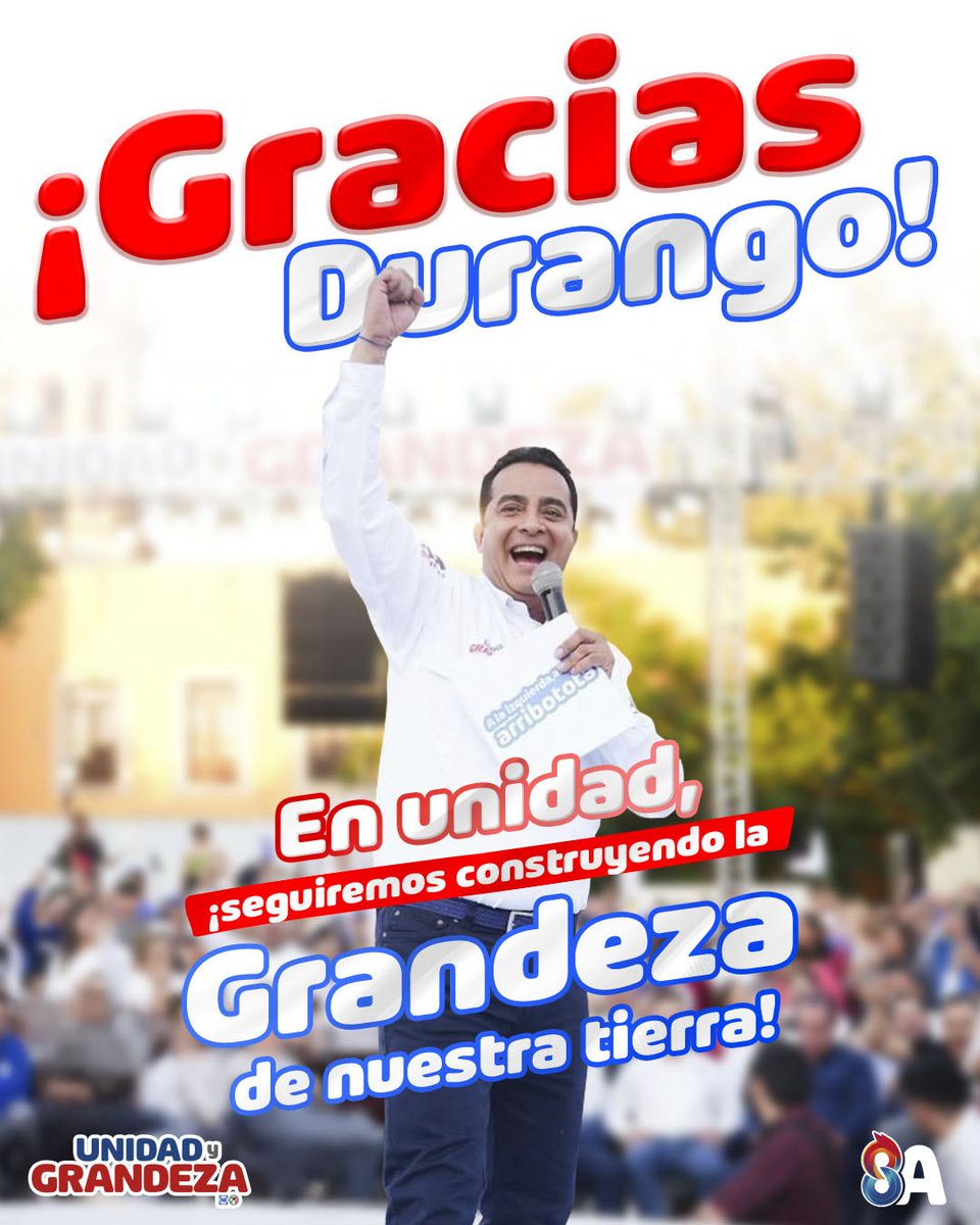 Contigo, ¡seguiremos en #UnidadYGrandeza! 🔵🔴 construyendo el futuro de Durango. 

¡Muchas gracias por su confianza!