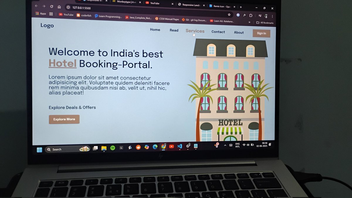 coderFish_Shrey's tweet image. Just completed the hotel booking landing page 😉 design using HTML and CSS
#learnOn #webdev
