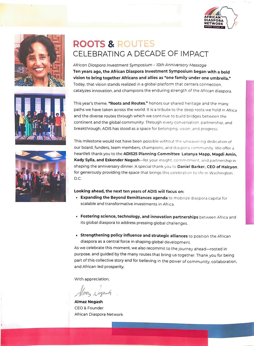 Science is a priority for the African Diaspora Network.

1. Mobilize diaspora capital for scalable &amp; transformative investment.
2. Fostering science, technology, &amp; innovation partnerships 
3. Strengthening policy influence &amp; strategic alliances 

#ASCE
africandiasporanetwork.org/african-scienc…