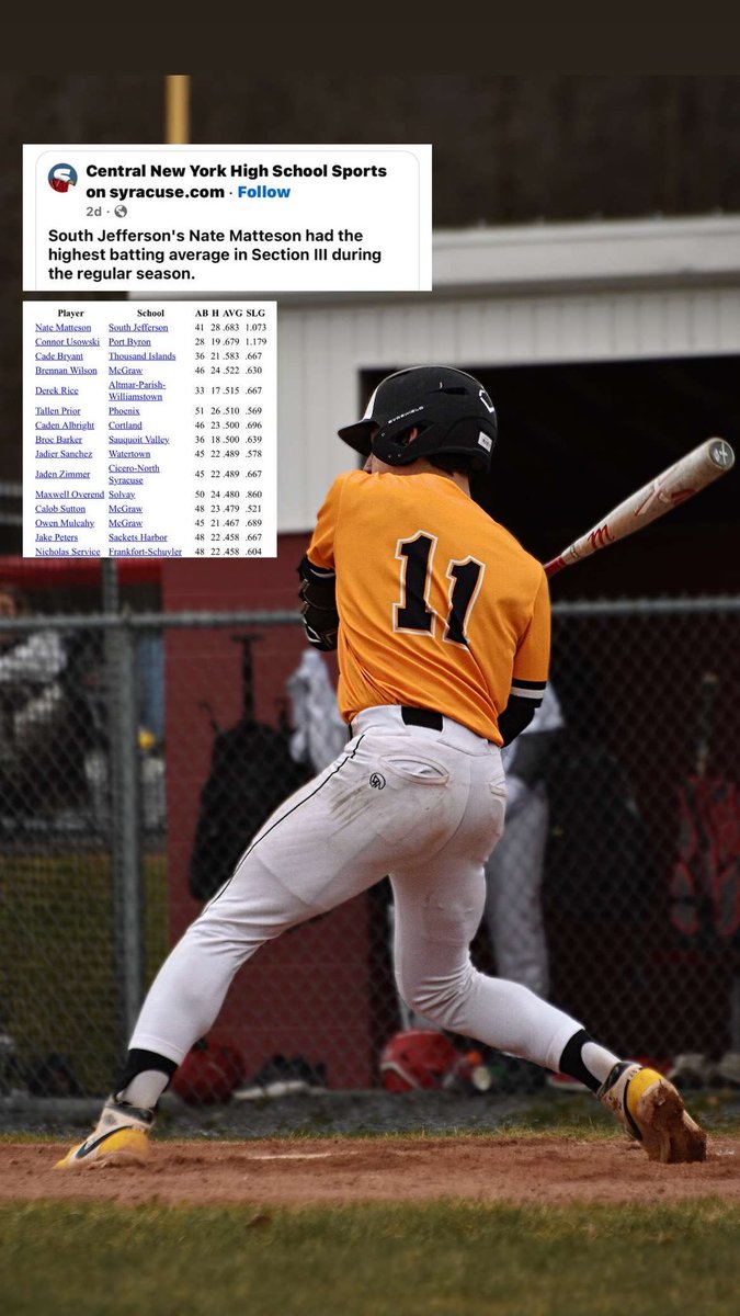 #1 batting average and hits in section lll NY