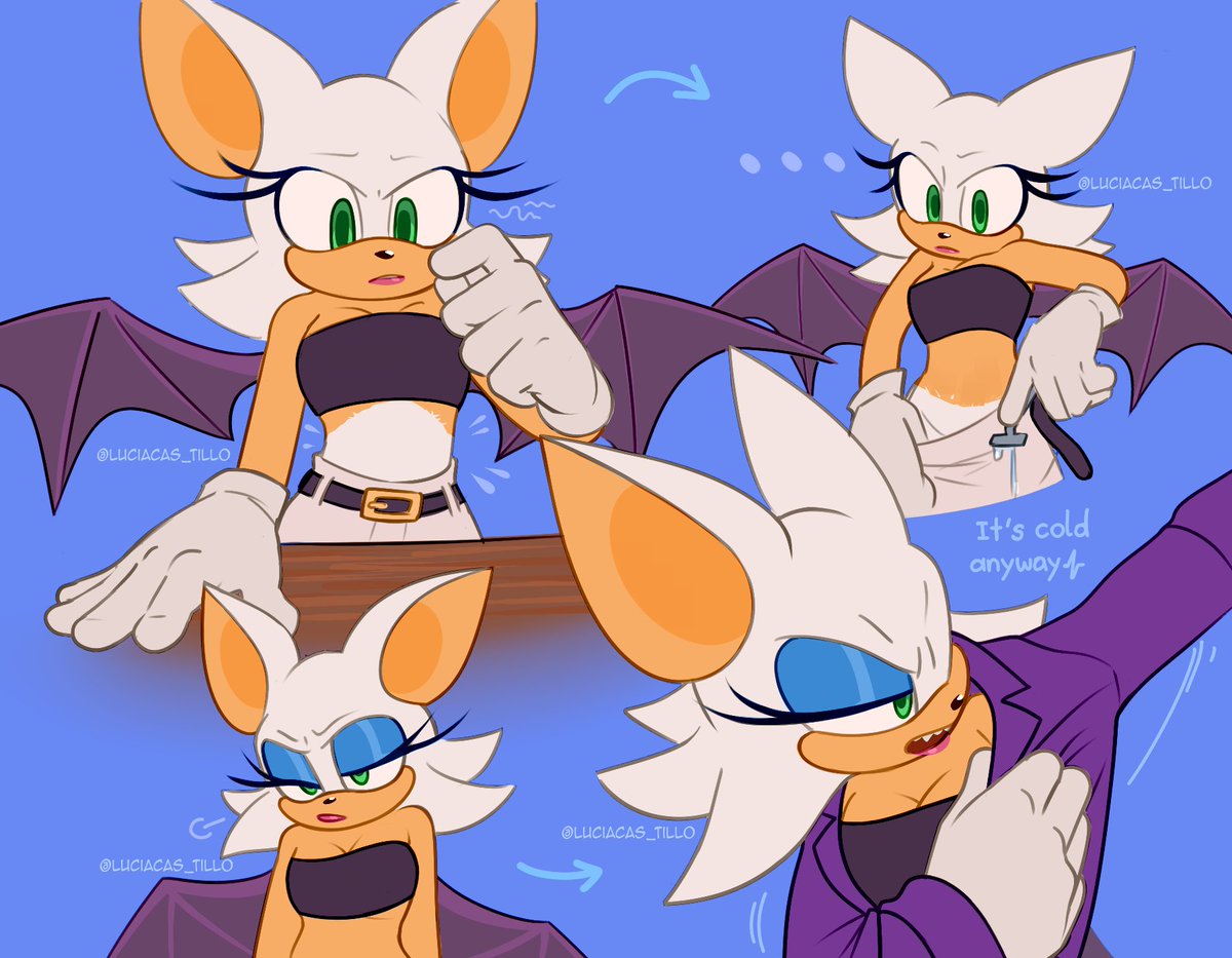 LuciaCas_tillo's tweet image. Someone headcanon my headcanon design; that Rouge shaves and that's why in many of her outfits she seems to have no fur 😭🩷
#RougeTheBat #SonicTheHedgehog