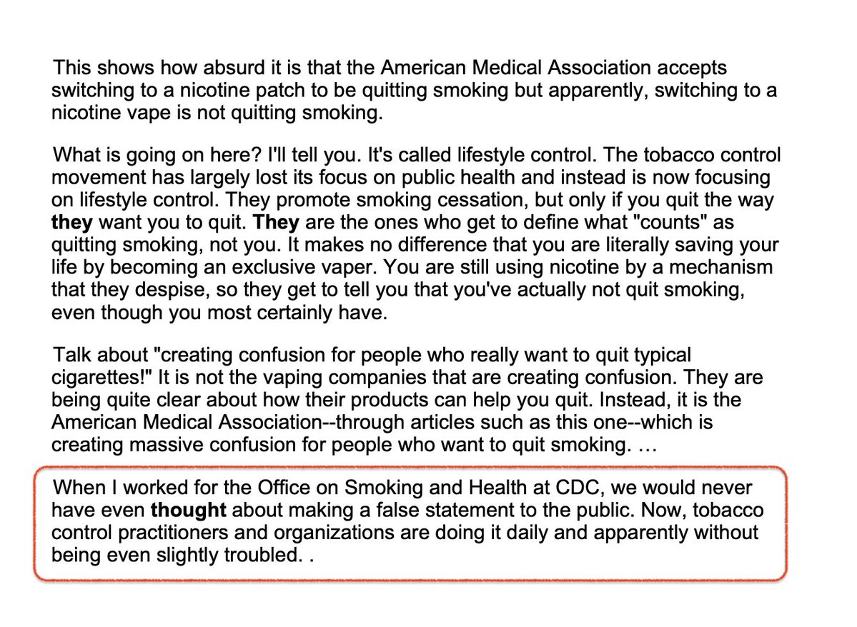 Blistering piece today from <a href="/mbsiegel/">Michael Siegel</a>, one of the most highly credentialed and conscientious authorities in this field -- taking direct aim at manifest deceits from <a href="/AmerMedicalAssn/">AMA</a>. 
tobaccoanalysis.blogspot.com/2025/06/americ…