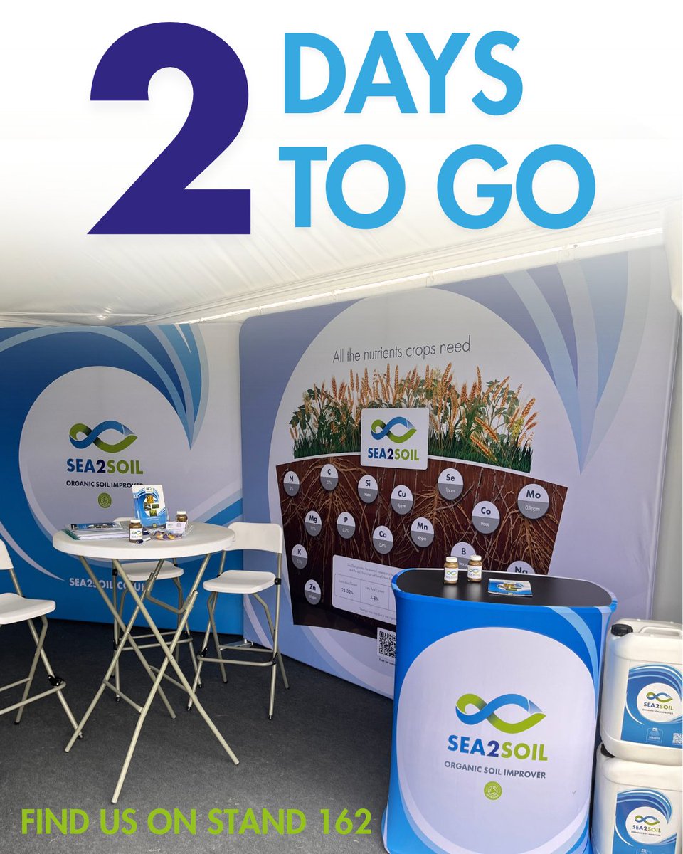 Only 2 days until #Cereals2025🌱 Liz &amp; Grant will be at Stand 162 chatting about how Sea2Soil can help boost your sustainable farming - see you there!