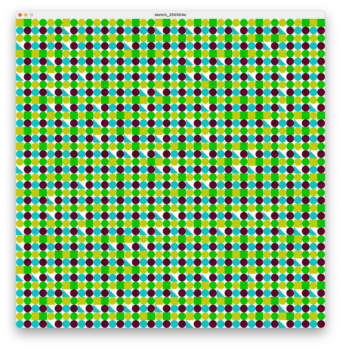 ysk_cc's tweet image. #minacoding Day9:以前に作ったものだけど。
少しだけrandom を加えたパターンを作って、そこからグリッドで黒くした部分を抜く。大好きな宇多田ヒカルのTimeを聞きながら。#processing