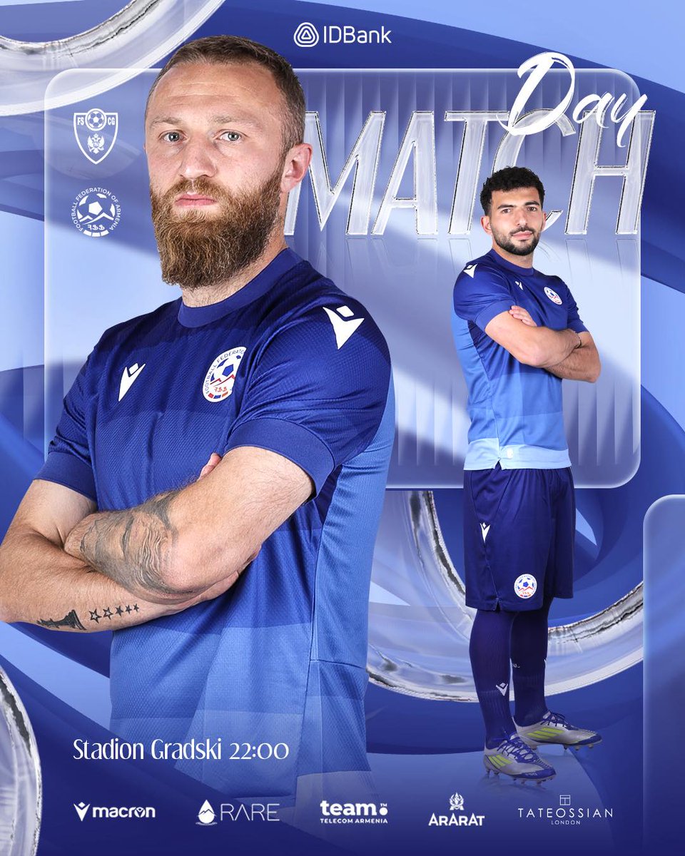 🔵 MATCHDAY 🔥
🇲🇪 Montenegro 🆚 🇦🇲 ARMENIA
📍 Stadion Gradski
🕙 Kick-off: 22:00 (Yerevan time)

| #Matchday | #MNEARM | #havaqakan